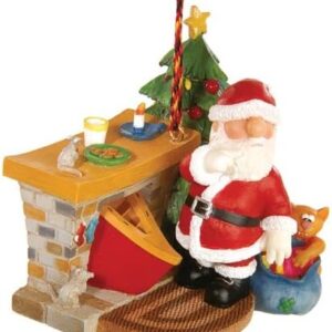 Fire Place Canoe Santa Ornament - #99621